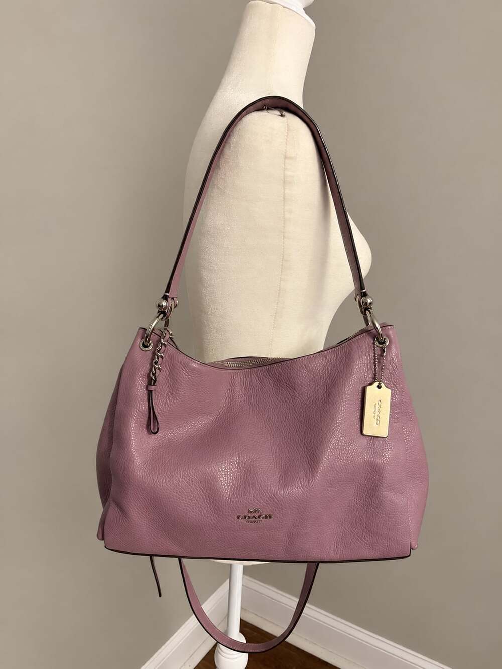 Coach Mia Shoulder Bag Pink mauve Pebbled Leather